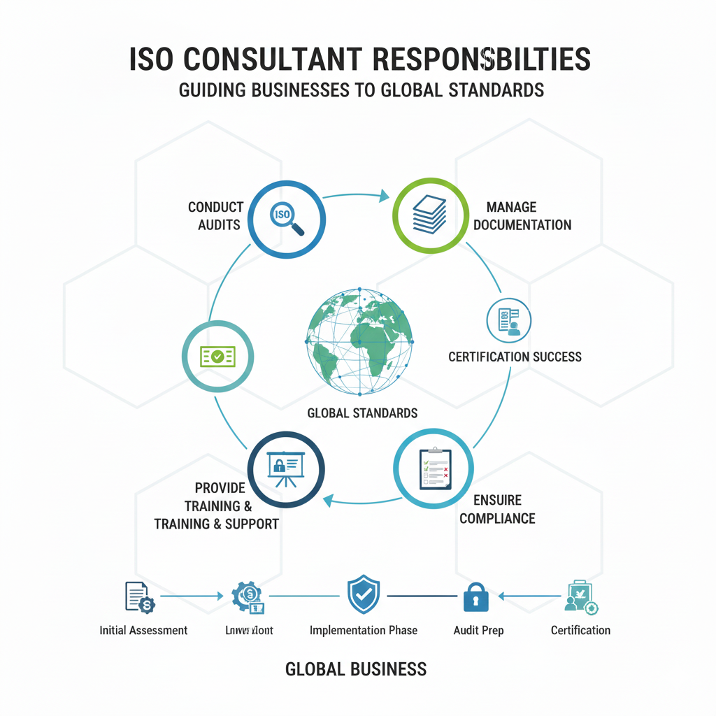 Illustration explaining what an ISO consultant does during ISO implementation and certification