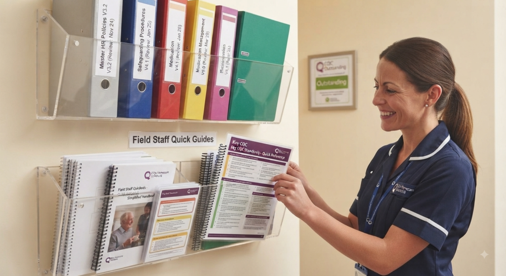 A comprehensive compliance manager executing a care agency policy development layout to prepare flawless CQC documentation.